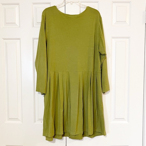 bryn Walker Chartreuse Green Long Sleeve Tunic Dress w/pockets. Size Large - Picture 3 of 14